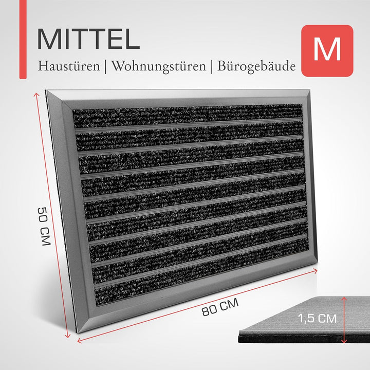 bomoe Fussmatte Aussen rutschfest Rostfrei Fussabtreter Aussenbereich | 50x80cm Blau Grau Outdoor-Fu