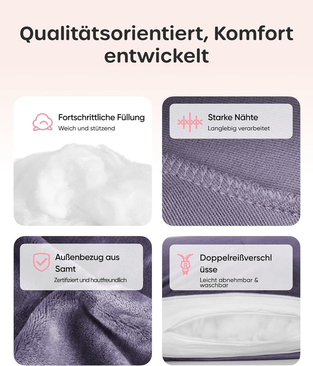 Nuliie Schwangerschaftskissen &amp; Seitenschläferkissen U-Form mit waschbarem Bezug, Super-bequemes Kom