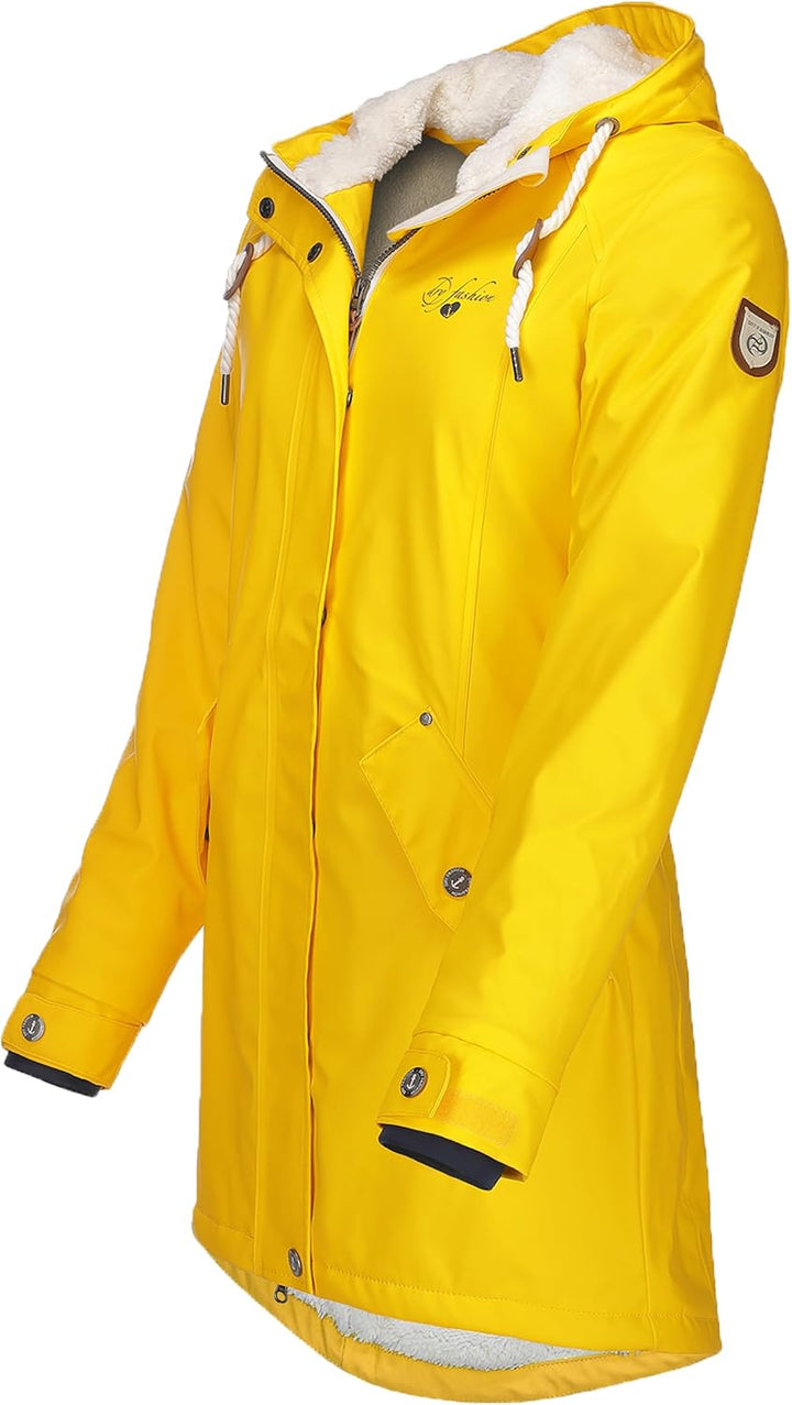 Dry Fashion Damen Regenmantel Malmö - Frauen Regenjacke Jacke mit Kapuze Lang Winddicht Wasserdicht