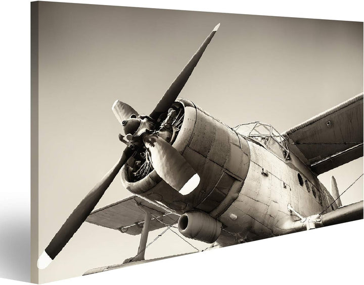 Bild Bilder auf Leinwand altes Flugzeug Wandbild Poster Leinwandbild RUZ 100x57cm, 100x57cm