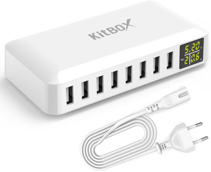 iLepo 8 Port USB A Ladegerät mit LED Anzeige,USB Netzteil Eingang 100-240V 40W 5V8A output Multi USB