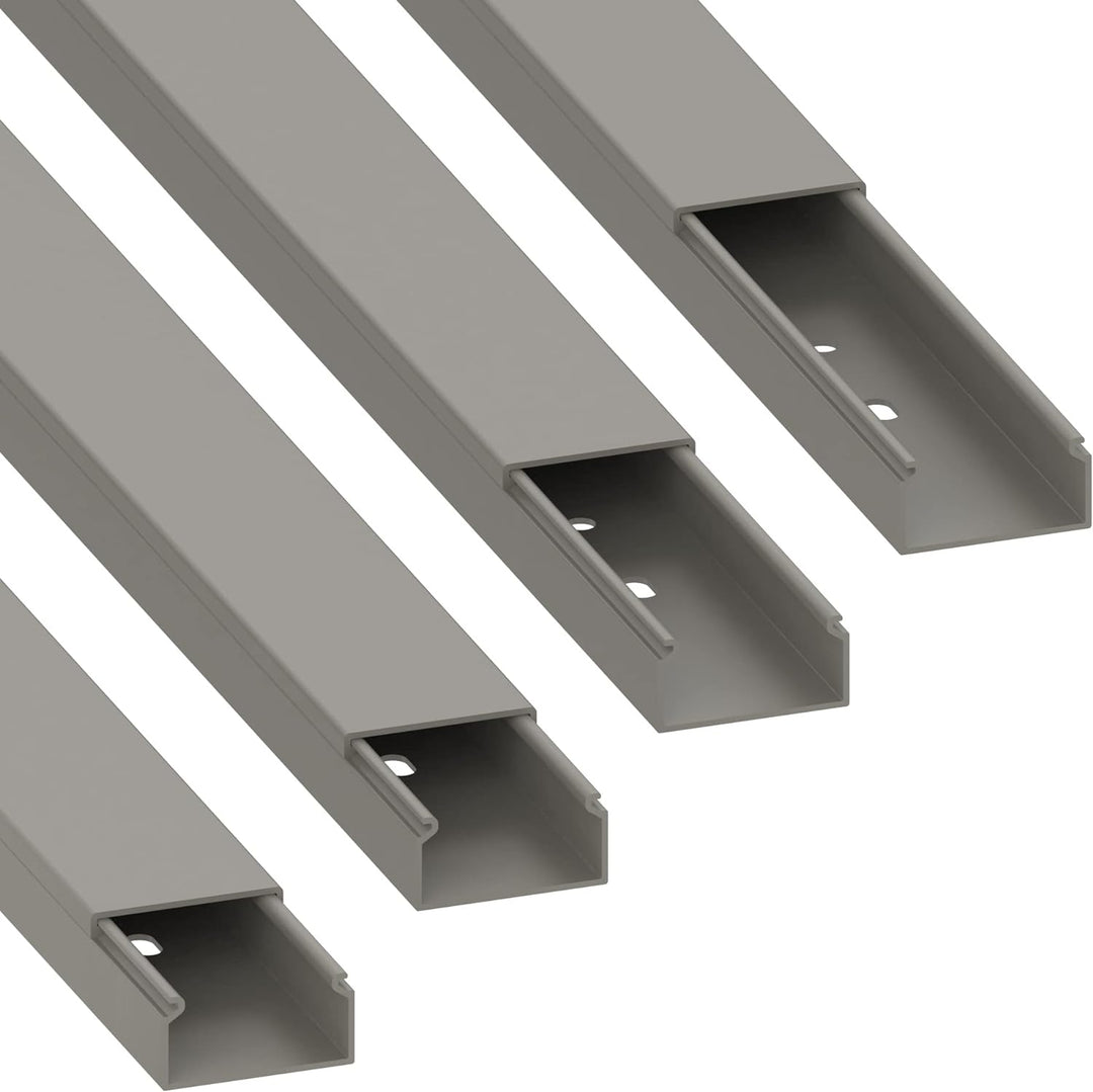 Habengut Kabelkanal (mit Montagelochung im Boden) 30x15 mm aus PVC, Farbe: Grau, Länge 4 m (4 x 1 m