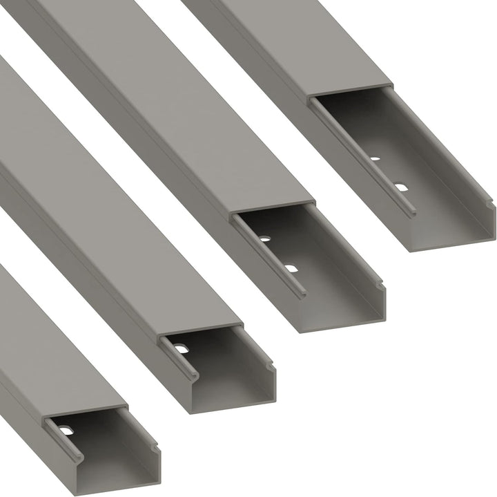 Habengut Kabelkanal (mit Montagelochung im Boden) 30x15 mm aus PVC, Farbe: Grau, Länge 4 m (4 x 1 m