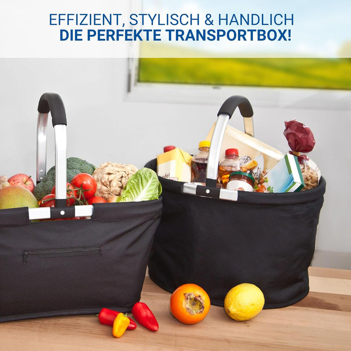 Einkaufskorb faltbar 'Silandre' 36 L - Geschenke für Frauen zu Weihnachten - Klappkorb black mit vie