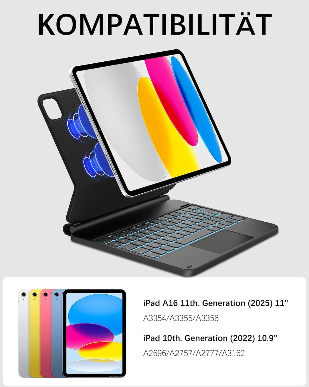 Magic Keyboard Für iPad A16 11" mit TP & Beleuchtung QWERTZ | Magic Keyboard für iPad 11. Generation