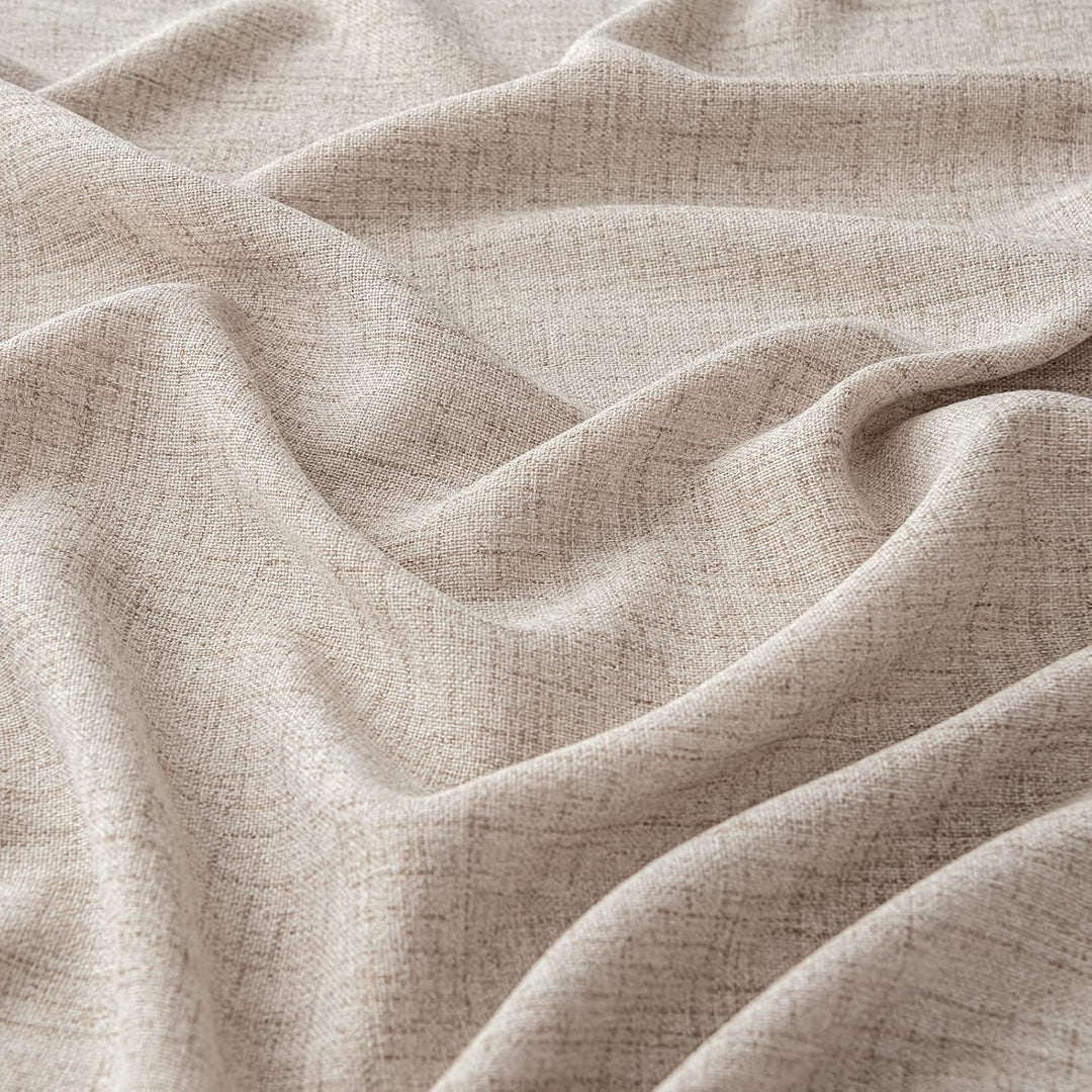 MIULEE Leinen Vorhänge mit Leinen Ringe Effekt Wohnzimmer Modern Semi-transparent Voile Vorhang Natu