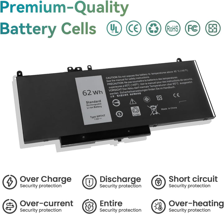 K KYUER 62WH 6MT4T Laptop Akku für Dell Latitude E5470 E5570 E5270 Precision 15 3510 Mobile Workstat