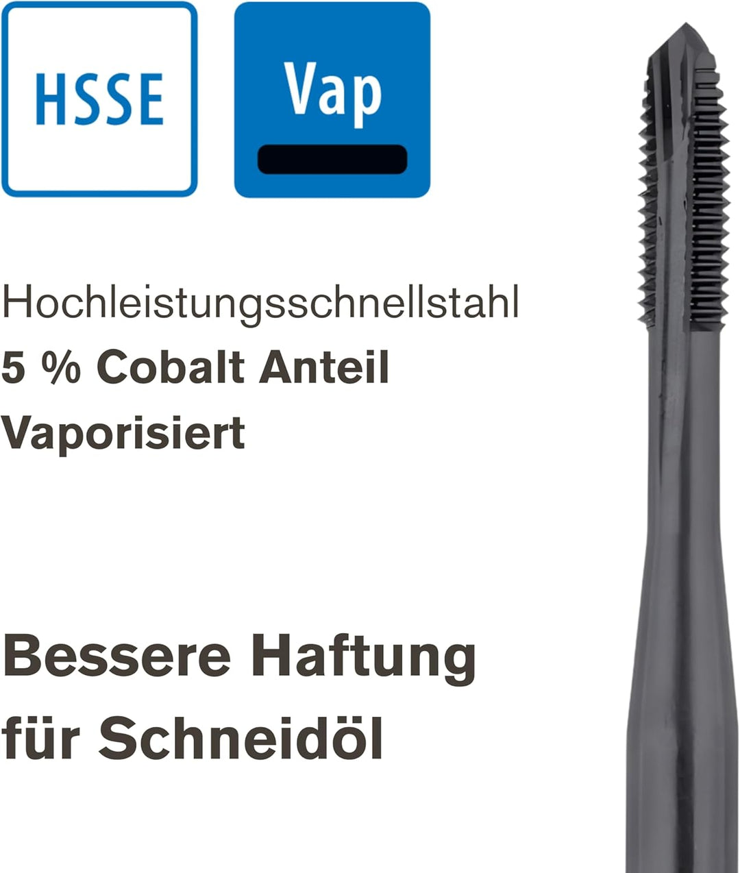 GSR PROFI Maschinengewindebohrer Satz M3 - M12, Gewindeschneider für Edelstähle DIN 371/376 HSSE-VAP