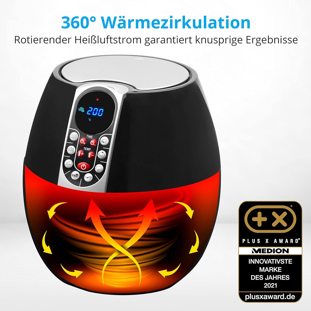 MEDION E10 S Heissluftfritteuse (Leistung ca. 1500 Watt, Airfryer, Digitales Bedienfeld, Nutzinhalt