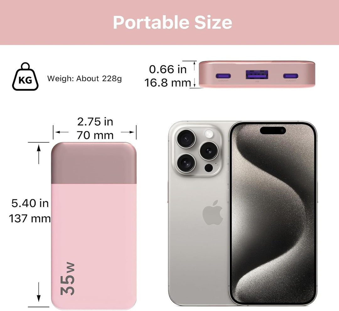 NOBIS 35W Power Bank 10000mAh, Externer Akku mit Digitalanzeige, USB C Ladegerät Schnellladen PD QC,