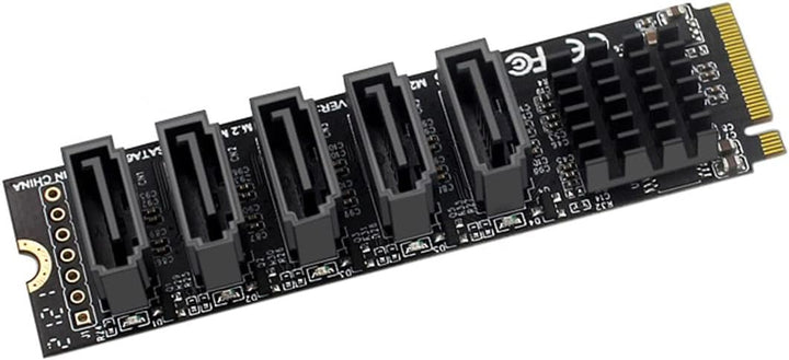cablecc NGFF NVME M-Key PCI Express auf SATA 3.0 6 Gbps 5 Ports Adapter Konverter Festplattenerweite