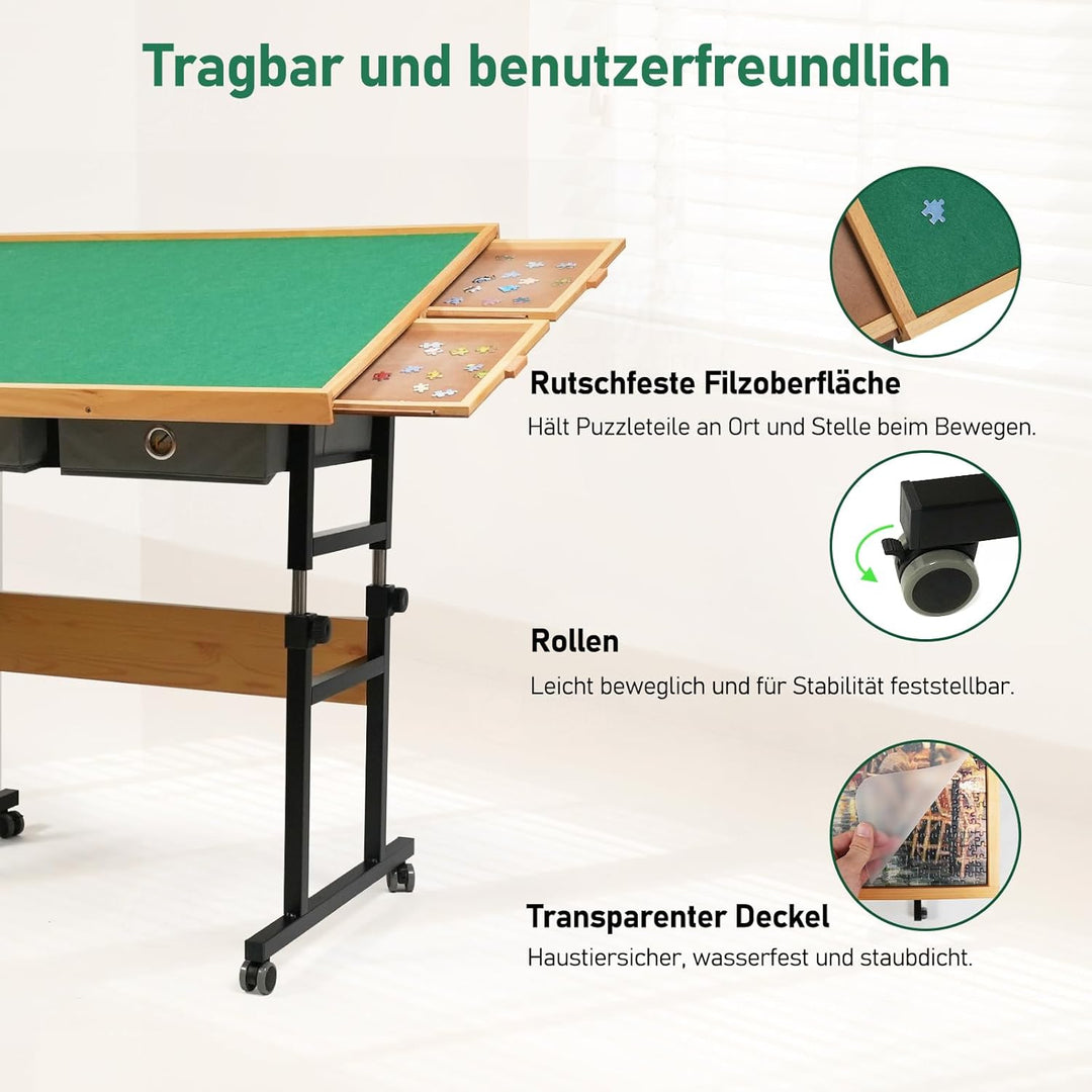 1500 Teile verstellbare Jigsaw-Puzzleplatte für Erwachsene, 90 x 67 cm, Multifunktionale Puzzleplatt