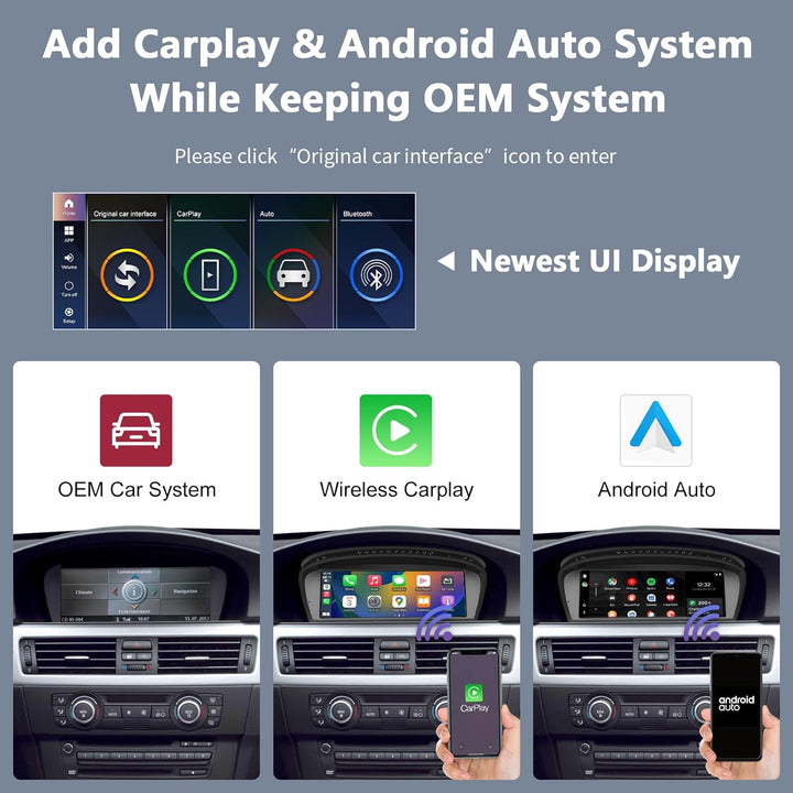 Road Top 8.9 Zoll Autoradio Touchscreen Wireless Carplay Android Auto für BMW 3 5 Serie E90/E91/E92/