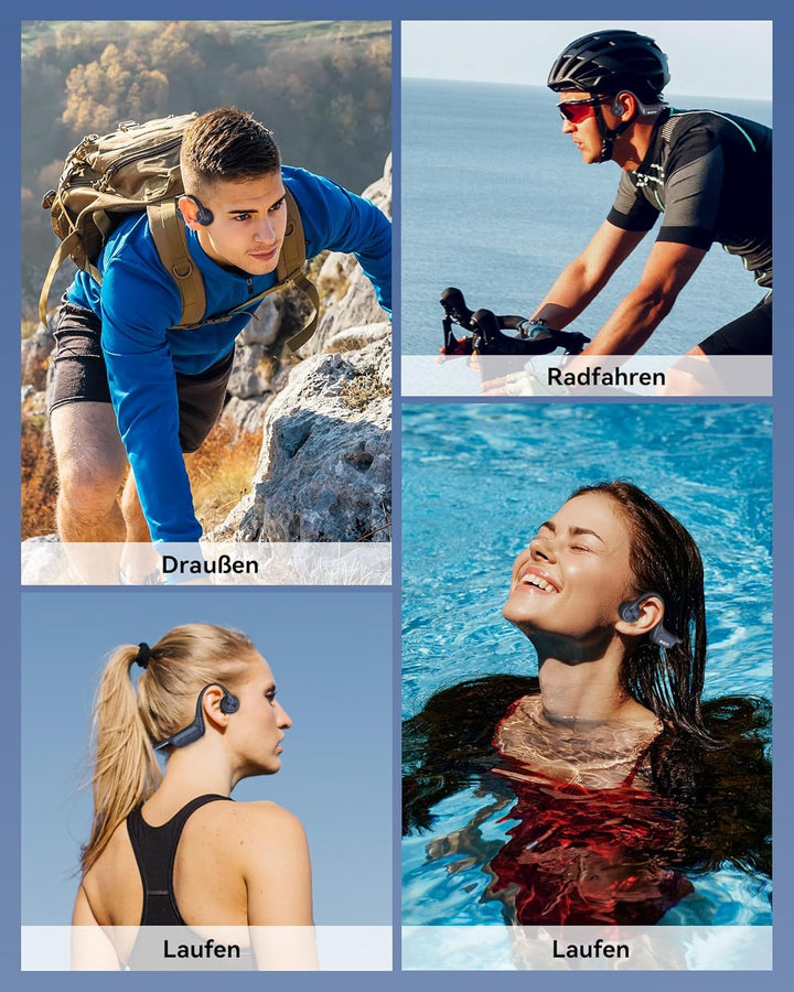 Voistek Knochenschall Bluetooth 6.0 Kopfhörer, IP68 wasserdicht, mit MP3-Player 32GB Speicher, Unter