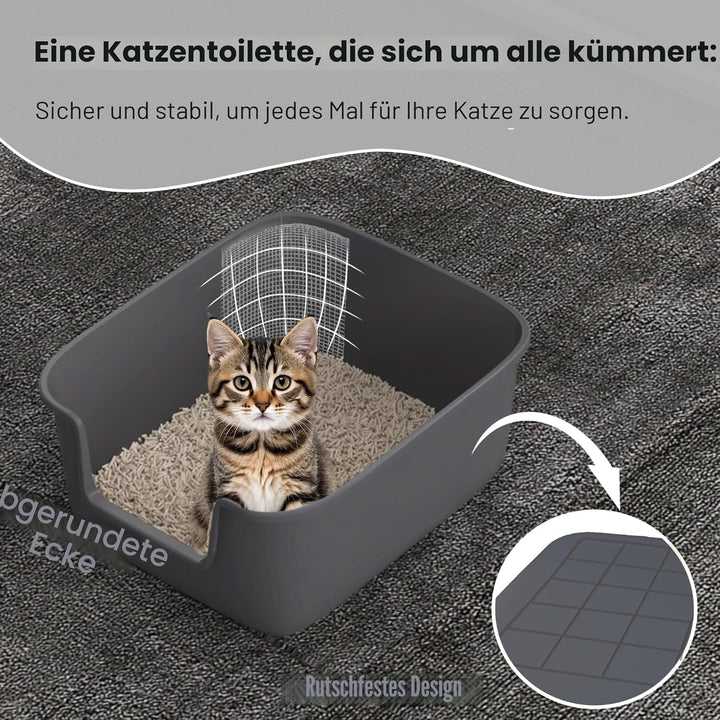 Suhaco Katzenklo Mit Hohem Rand Anti-Spritz Oben Einstieg 49 x 42 x 22 cm Leicht Zu Reinigen Katzent