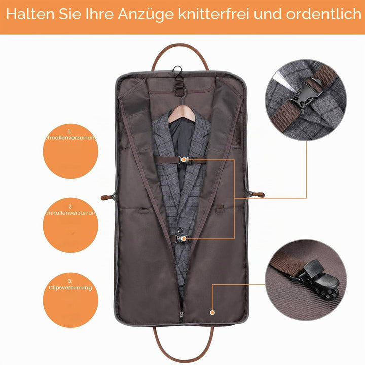 S-ZONE Herren Kleidersack Anzugtasche Canvas Kleidertasche für Geschäftsreisen L Blau Gestreift, L B