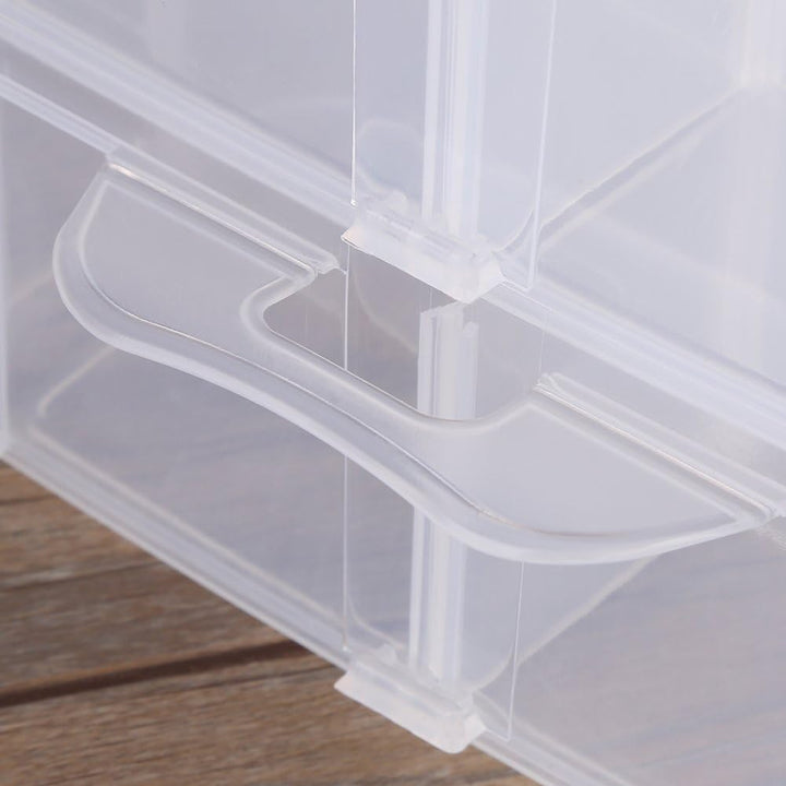 Transparente Aufbewahrungsbox, dreilagig, Kunststoff, für Schmuck, Perlen, Organizer mit Griff und D