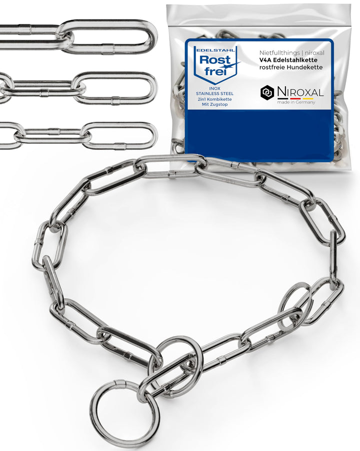 rostfreier Kettenwürger mit Zugstop zum Hundetraining - Hunde Halsband Hundekette aus Edelstahl - la