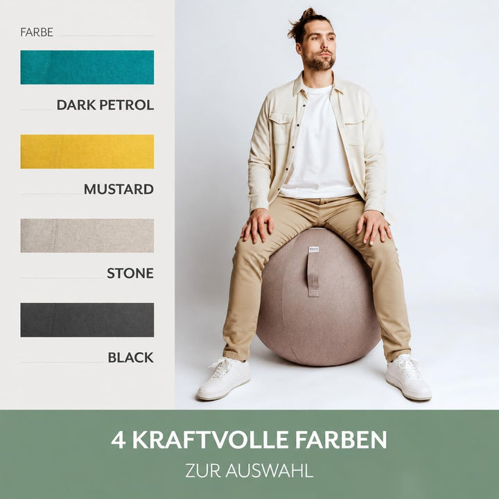 VLUV LEIV Stoff-Sitzball 60cm - 65cm Stone, 60cm - 65cm Stone