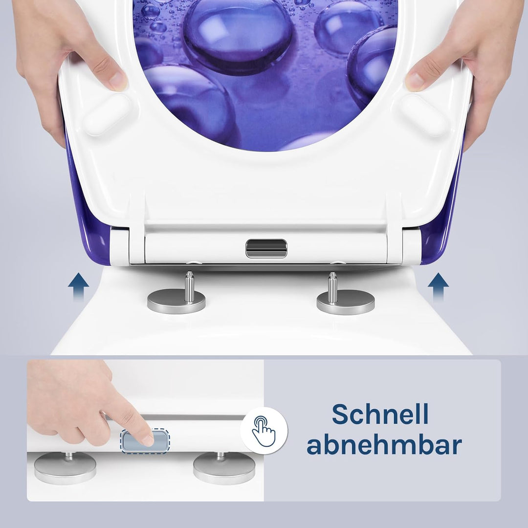 WOLTU Toilettendeckel, WC Sitz mit Absenkautomatik, Klodeckel Klobrille mit Quick-Release-Funktion,