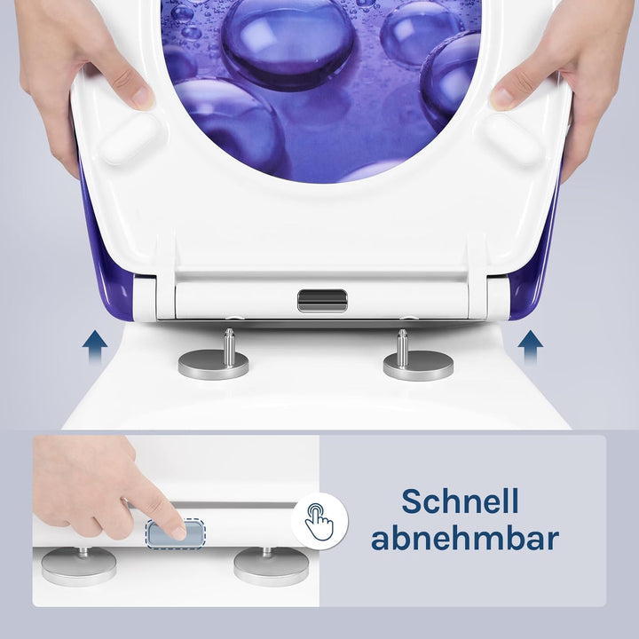 WOLTU Toilettendeckel, WC Sitz mit Absenkautomatik, Klodeckel Klobrille mit Quick-Release-Funktion,