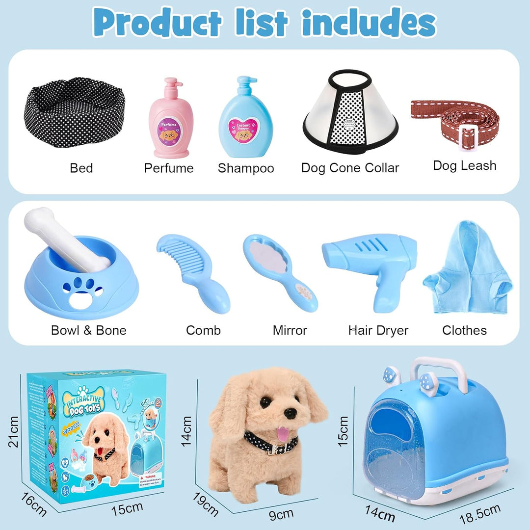 Tacobear Hund Spielzeug Kinder der Läuft und Bellt, Elektrischer Hund mit Leine Hundekäfig Hundemant