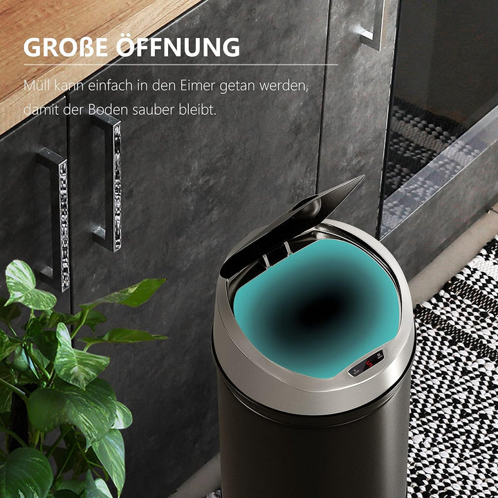 Ribelli Edelstahl Mülleimer 40 Liter - Abfalleimer mit Sensor - automatisches Öffnen und Schliessen