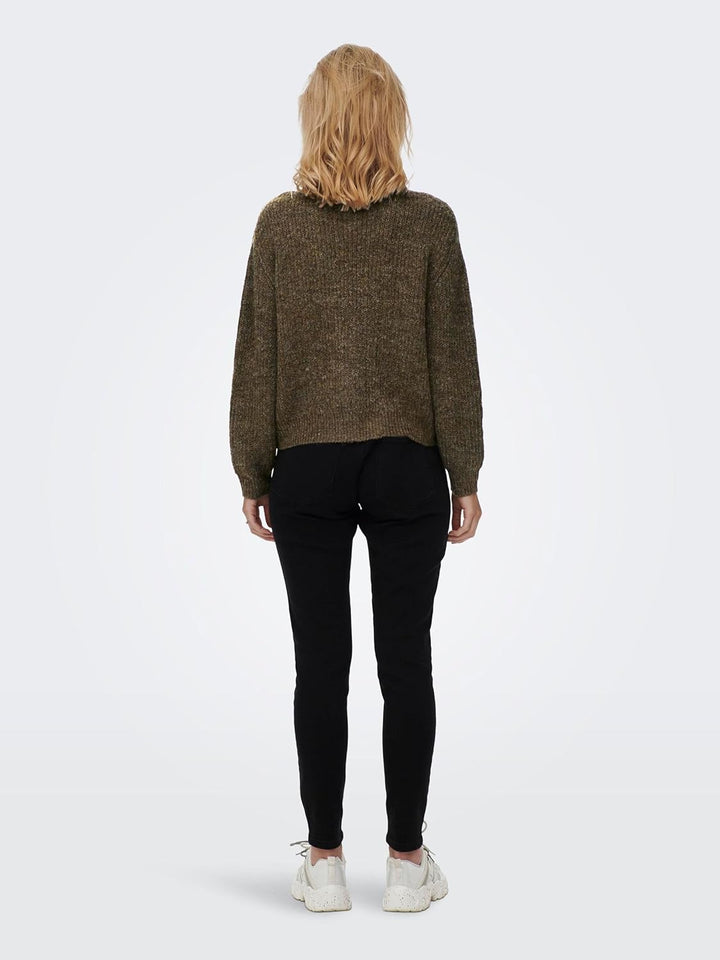 ONLY Damen Strickpullover mit Reissverschluss Stehkragen Knitted Sweater Half Zip Troyer ONLBAKER, C