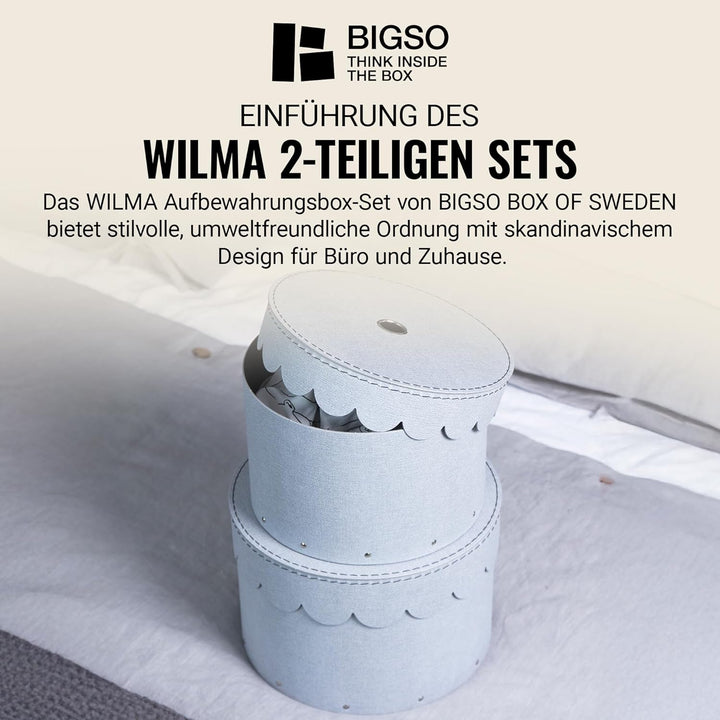 BIGSO WILMA 2er-Set runde Aufbewahrungsbox mit Deckel – Ordnungsbox mit Deckel für Kleidung, Spielze