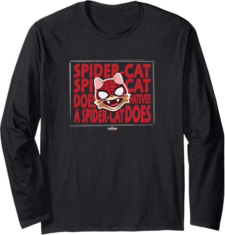Marvel Spider-Man: Miles Morales Spider-Cat Text Stack Langarmshirt