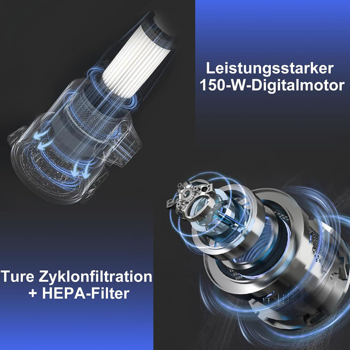 Akitas V8 22,2V 150W 3-in-1 Staubsauger Kabellos Akku Stielstaubsauger Handstaubsauger leicht, kompa