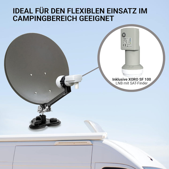 XORO 38,5 cm Camping Satellitenantenne MCA 38 HD Set, inkl. Single LNB mit integriertem Satfinder, 1