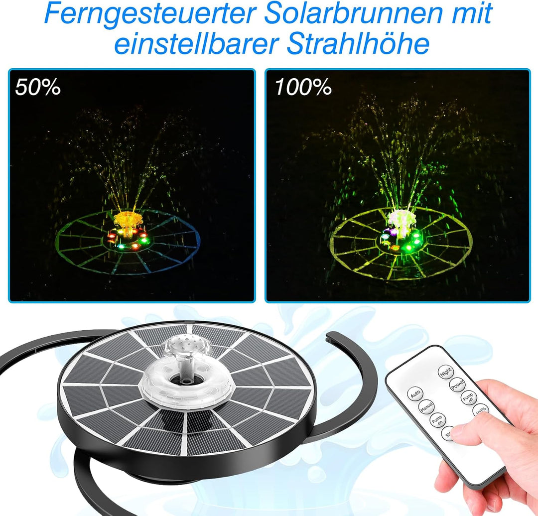 AISITIN 4W LED Solar Springbrunnen für Aussen mit Fernbedienung, Solar Schwimmender Fontäne Pumpe mi