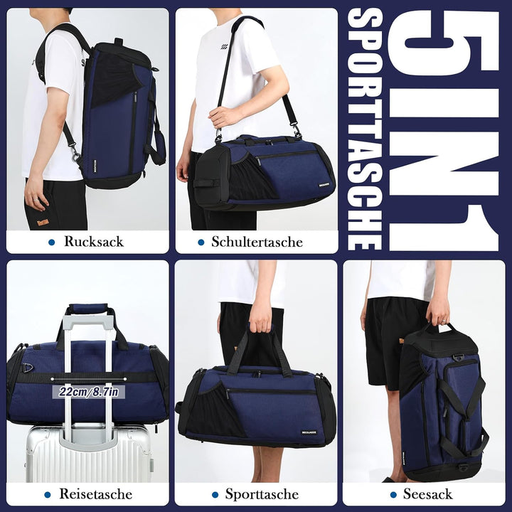 Sporttasche Herren 40L Gross Sporttaschen Reiserucksack Mehrere Taschen Rucksack mit Schuhfach Nassf