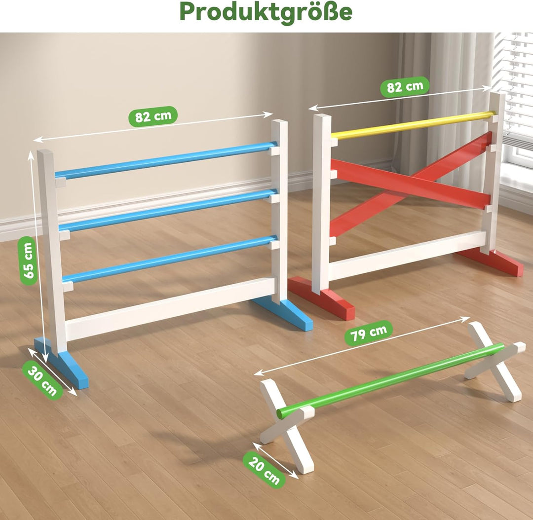 Hobby Horse Hindernisse – Steckenpferd Parcours mit 2 Sprüngen, 1 Hürde, höhenverstellbar, ideal für