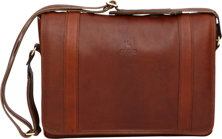 Messenger Bag aus Echtleder mit 13" Laptop-Fach Cognac, Cognac