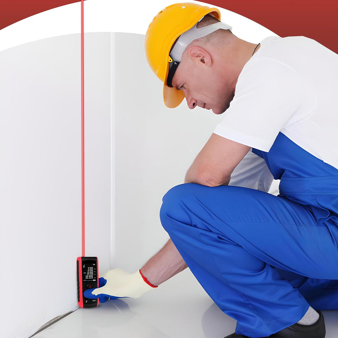 Retoo Laser Entfernungsmesser 50 m – Digitales Messgerät mit Wasserwaage & Winkelmesser, ±1,5 mm Gen