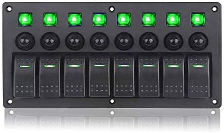 Geloo 8 Gang Marine Schalter Panel Wasserdichte Toggle Rocker Switch Panel 12V /24V Leistungsschalte