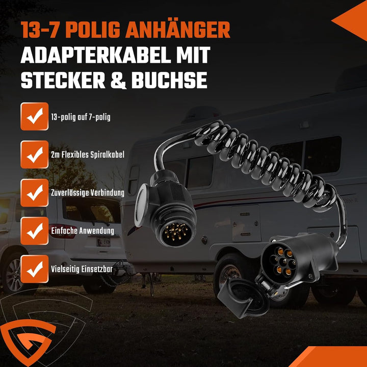 GEARMONSTER 2M Anhänger Verlängerungskabel 13-7 Polig, 12V Anhängerkabel Adapterkabel Anhänger Verlä