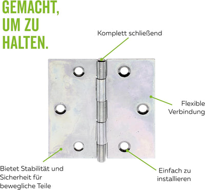 Alberts 850272 Scharnier | quadratisch | galvanisch gelb verzinkt | 64 x 64 mm | 20er Set, 64 x 64 m