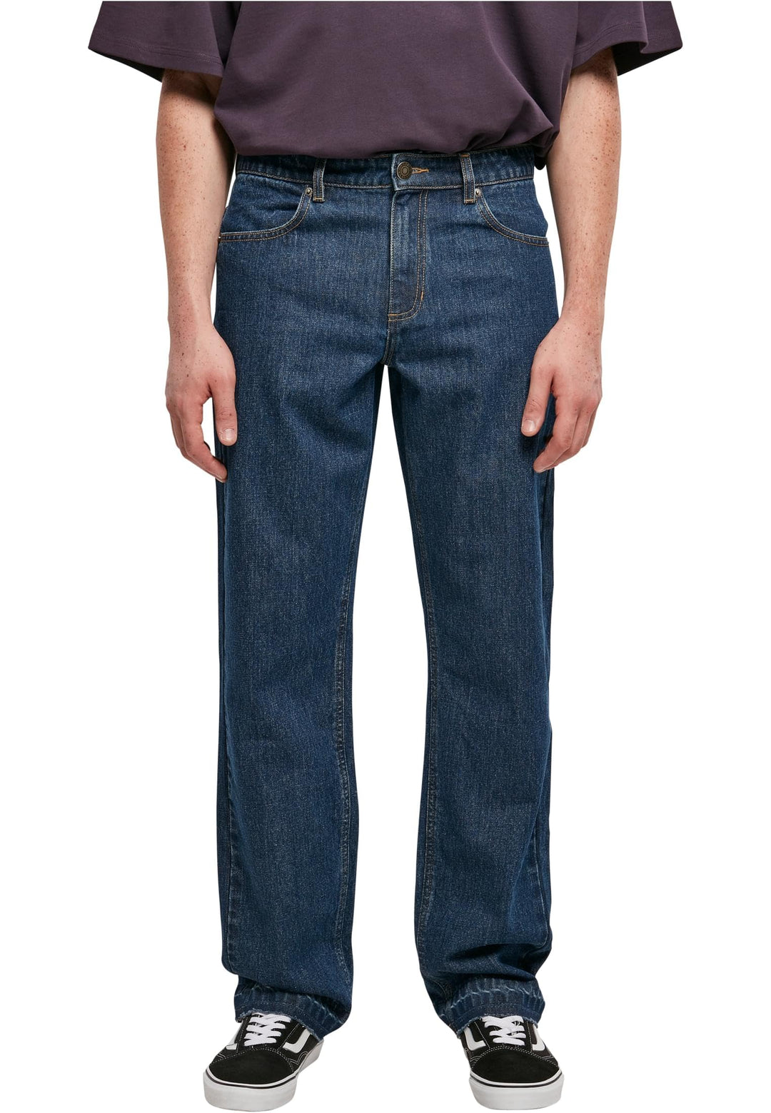 Urban Classics Herren Open Edge Loose Fit Jeans Hose, Mid Indigo Washed