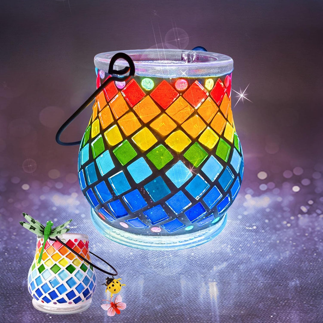 FORMIZON Mosaik Lampe Basteln, Mosaik Bastelset Kinder, Glasmosaik Kerzenhalter Kit für Heim Deko, D