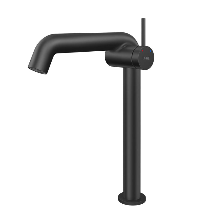 EMKE Wasserhahn für Badezimmer, Schwarz, matt, Einhebelmischer aus Messing, Keramikkartusche, 332 x