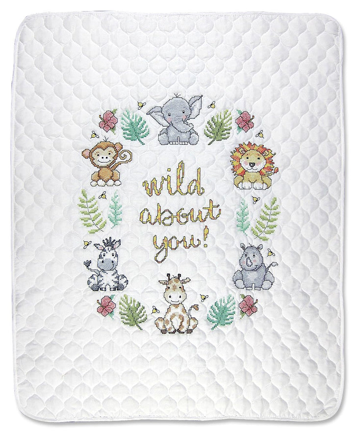 Design Works Stamped Quilt Cross Stitch Kit 34"X43"-In the Jungle