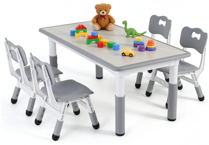 MAMIZO Kindertisch Packung mit 4 Stühlen, Kindertischgruppe Höhenverstellbar, Tisch Stuhl Set für Ki