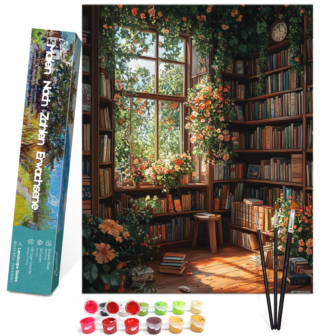 Bougimal Malen Nach Zahlen Erwachsene Landschaft Ohen Rahmen inklusive Pinsel und Acrylfarben - 40 x