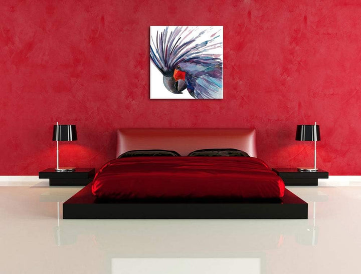 Exotischer Vogel Kunst, Format: 70x70 auf Leinwand, XXL riesige Bilder fertig gerahmt mit Keilrahmen