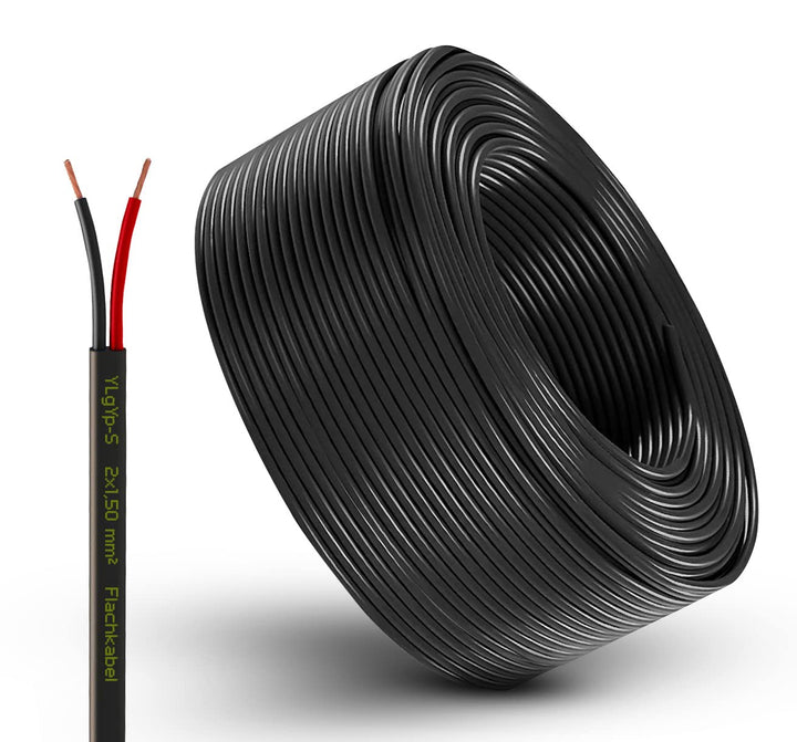 Fahrzeugleitung Anhängerkabel Rund oder Flach Kabel rot/schwarz 2X 0,75 1,0 1,5 mm² 2-adrig 6-24 Vol