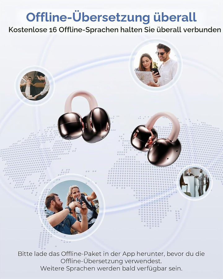 kentfaith KI Übersetzer Ohrhörer Echtzeitübersetzung 150 Sprachen &amp; 16 Offline Sprachen, 6 Modi, Blu