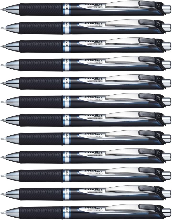 Pentel BLP77-CX EnerGel Xm Dokument mit Druckmechanik Wasserfeste, 12 Stück, blau 12 blau, 12 blau